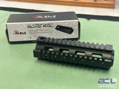 DESCRIPTION M4 CARBINE LENGTH QUAD RAIL BRAND / MODEL: AIM SPORTS SIZE OPTICS COUNTER LOCATION ONE MONEY QTY 1