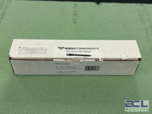 DESCRIPTION 8.5" 9 MM PCC BARREL BRAND / MODEL: NORDIC COMPONENTS SIZE OPTICS COUNTER LOCATION ONE MONEY QTY 1