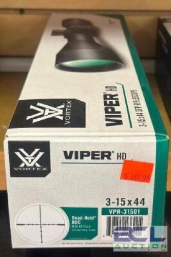 DESCRIPTION VIPER HG 3-15X44 SCOPE BRAND / MODEL: VORTEX OPTICS SIZE OPTICS COUNTER LOCATION ONE MONEY QTY 1