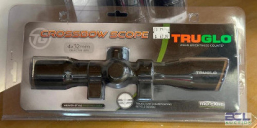 DESCRIPTION 4 X 32 SCOPE BRAND / MODEL: TRUGLO SIZE OPTICS COUNTER LOCATION ONE MONEY QTY 1