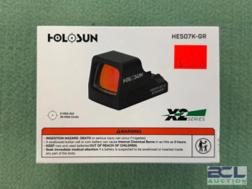 DESCRIPTION 2 MDA DOT ENCLOSED PISTOL SIGHT BRAND / MODEL: HOLOSUN SIZE OPTICS COUNTER LOCATION ONE MONEY QTY 1