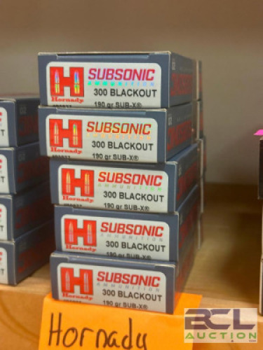 DESCRIPTION (5) - BOXES OF RIFLE AMMO BRAND / MODEL: HORNADY SIZE OPTICS COUNTER LOCATION SOLD BY THE PIECE QTY 5