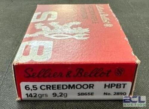 DESCRIPTION (7) 20CT BOXES OF 6.5 CREEDMOOR AMMO BRAND / MODEL: SELLIER & BELLOT HPBT 2890 ADDITIONAL INFORMATION 142 GRAIN SIZE $30.99 EACH LOCATION