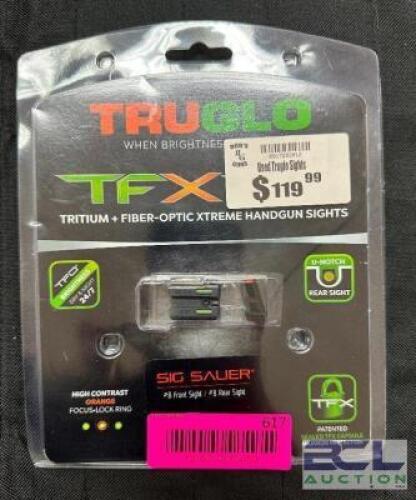 DESCRIPTION TRUGLO FIBER OPTIC HANDGUN SIGHTS FOR SIG SAUER ADDITIONAL INFORMATION RETAILS FOR $119.99 LOCATION GUN COUNTER QTY 1