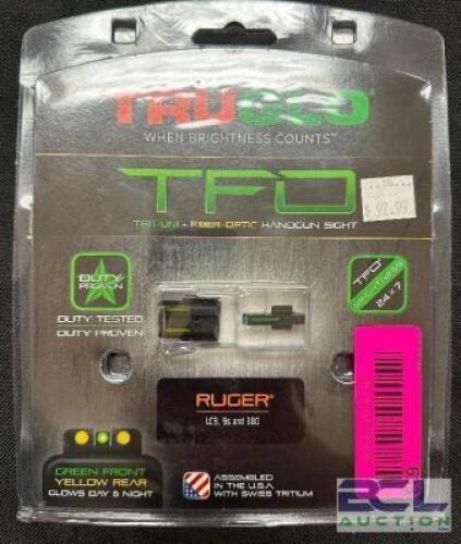 DESCRIPTION TRUGLO FIBER OPTIC HANDGUN SIGHTS FOR RUGER BRAND / MODEL: TRUGLO TG131RT2Y ADDITIONAL INFORMATION RETAILS FOR $92 LOCATION GUN COUNTER QT