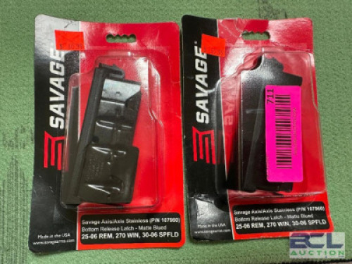 DESCRIPTION (2) SAVAGE AXIS BOTTOM RELEASE LATCH 25-06, 270 WIN, 30-06 MAGAZINE ADDITIONAL INFORMATION RETAILS FOR $60.99 EACH THIS LOT IS: SOLD BY TH