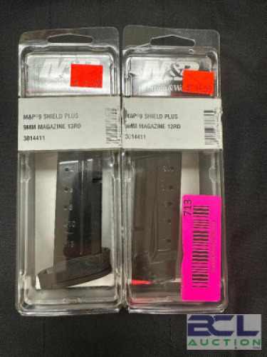 DESCRIPTION (2) M AND P 9 SHIELD PLUS 9 MM 13 ROUND MAGAZINES ADDITIONAL INFORMATION RETAILS FOR $44.99 EACH THIS LOT IS: SOLD BY THE PIECE LOCATION G