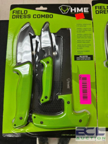 DESCRIPTION HME FIELD DRESS COMBO KNIFE SET BRAND / MODEL: HME ADDITIONAL INFORMATION RETAILS FOR $41 LOCATION GUN COUNTER QTY 1