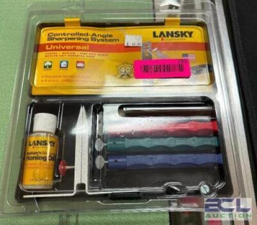 DESCRIPTION LANSKY CONTROLLED ANGLE SHARPENING SYSTEM ADDITIONAL INFORMATION RETAILS FOR $46 LOCATION GUN COUNTER QTY 1