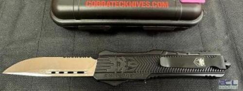 DESCRIPTION LARGE CTK-1 BLACK AUTOMATIC OTF KNIFE WITH DUAL ACTION DEPLOYMENT, ALUMINUM HANDLE, AND STAINLESS STEEL BLADE BRAND / MODEL: LARGE CTK-1 B