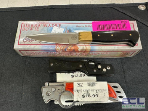 DESCRIPTION (3) ASSORTED NOVELTY / POCKET KNIVES. THIS LOT IS: ONE MONEY LOCATION KNIFE COUNTER QTY 1