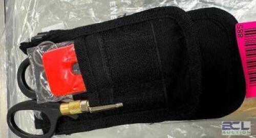 DESCRIPTION EMERGENCY HOLSTER MEDICAL KIT ADDITIONAL INFORMATION RETAILS FOR $45 LOCATION KNIFE COUNTER QTY 1