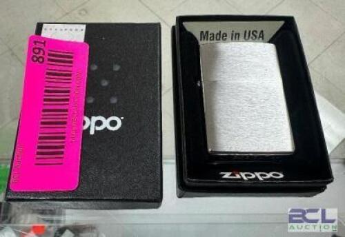 DESCRIPTION (2) ZIPPO LIGHTERS ADDITIONAL INFORMATION RETAIL EACH FOR $15.99 THIS LOT IS: SOLD BY THE PIECE LOCATION KNIFE COUNTER QTY 2