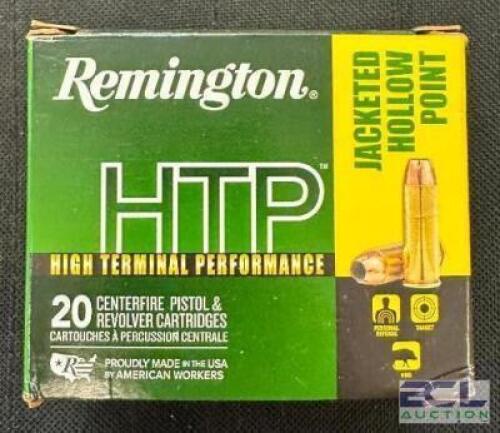 DESCRIPTION (4) 20CT BOXES OF 45 COLT AMMO BRAND / MODEL: REMINGTON HTP ADDITIONAL INFORMATION 230 GRAIN SIZE $34.99 EACH LOCATION AMMO WALL QTY 4