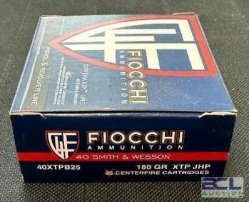 DESCRIPTION (2) 25CT BOXES OF 40 S&W AMMO BRAND / MODEL: FIOCCHI ADDITIONAL INFORMATION 180 GRAIN SIZE $26.99 EACH LOCATION AMMO WALL QTY 2