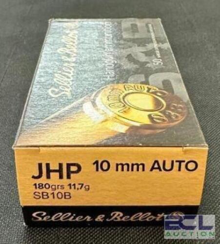 DESCRIPTION (5) 20CT BOXES OF 10mm AUTO AMMO BRAND / MODEL: SELLIER & BELLOT SB40B ADDITIONAL INFORMATION 180 GRAIN SIZE $29.99 EACH LOCATION AMMO WAL