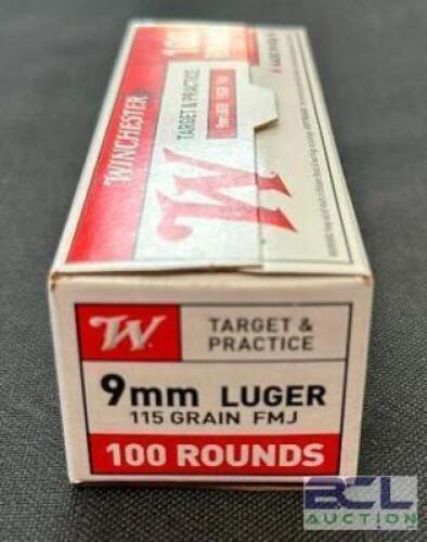 DESCRIPTION (3) 100CT BOXES OF 9mm LUGER AMMO BRAND / MODEL: WINCHESTER ADDITIONAL INFORMATION 115 GRAIN SIZE $34.99 EACH LOCATION AMMO WALL QTY 3