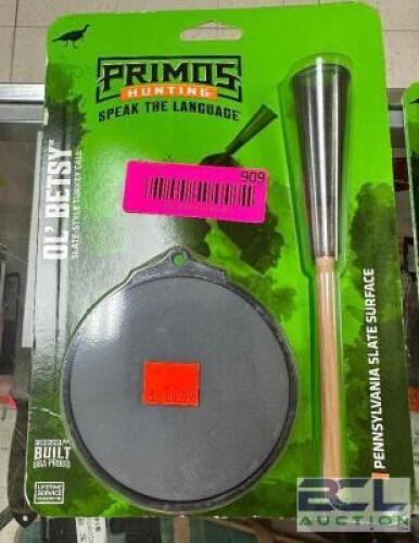 DESCRIPTION (3) PRIMOS "OL BETSY" SLATE TURKEY CALLS. ADDITIONAL INFORMATION RETAILS EACH FOR $20.99 THIS LOT IS: SOLD BY THE PIECE LOCATION KNIFE COU