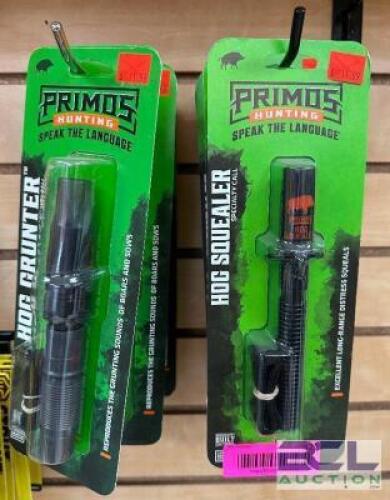 DESCRIPTION (7) PRIMOS HOG SQUEALERS ADDITIONAL INFORMATION RETAILS FOR $11 EACH THIS LOT IS: SOLD BY THE PIECE LOCATION SOUTH WALL QTY 7