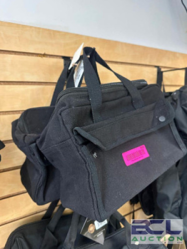 DESCRIPTION (2) BLACK CANVAS WIDE MOUTH MECHANICS TOOL BAGS. ADDITIONAL INFORMATION RETAILS EACH FOR $13.99 THIS LOT IS: SOLD BY THE PIECE LOCATION SO