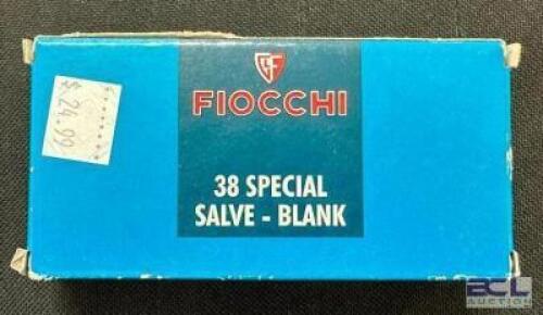 DESCRIPTION (3) 50CT BOXES OF 38 SPECIAL BLANK AMMO BRAND / MODEL: FIOCCHI ADDITIONAL INFORMATION BLANKS SIZE $24.99 EACH LOCATION AMMO WALL QTY 3