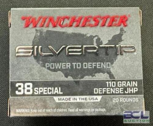 DESCRIPTION (3) 20CT BOXES OF 38 SPECIAL AMMO BRAND / MODEL: WINCHESTER SILVER TIP ADDITIONAL INFORMATION 110 GRAIN SIZE $27.99 EACH LOCATION AMMO WAL