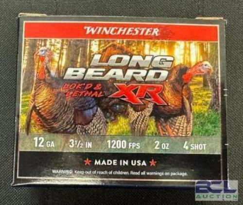 DESCRIPTION (8) 10CT BOXES OF 12 GAUGE SHOTGUN SHELLS BRAND / MODEL: WINCHESTER LONG BEARD XR ADDITIONAL INFORMATION #4 THIS LOT IS: 3-1/2" SIZE $37.9