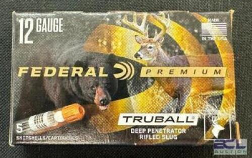 DESCRIPTION (5) 5CT BOXES OF 12 GAUGE SHOTGUN SHELLS BRAND / MODEL: FEDERAL THIS LOT IS: 2-3/4" SIZE $8.99 EACH LOCATION AMMO WALL QTY 5