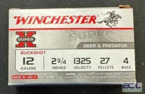 DESCRIPTION (16) 5CT 12 GAUGE SHOTGUN SHELLS BRAND / MODEL: WINCHESTER ADDITIONAL INFORMATION #4 BUCK THIS LOT IS: 2-3/4" SIZE $9.99 EACH LOCATION AMM