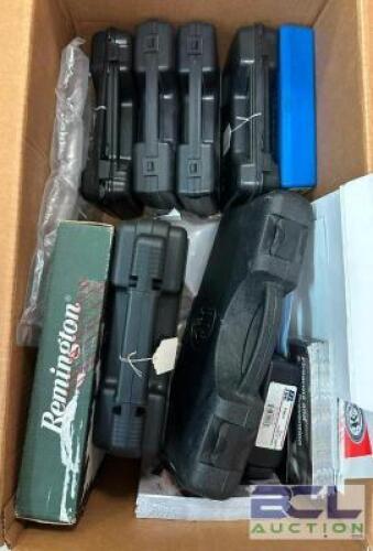 DESCRIPTION ASSORTED PISTOL CASES AS SHOWN LOCATION GUN COUNTER QTY 1