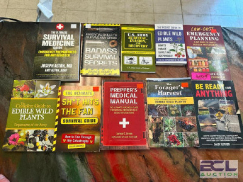 (10) ASSORTED SURVIVAL BOOKS.
