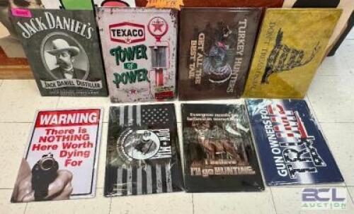 DESCRIPTION (8) ASSORTED METAL 17" X 12" METAL SIGNS THIS LOT IS: SOLD BY THE PIECE LOCATION GUN COUNTER QTY 8