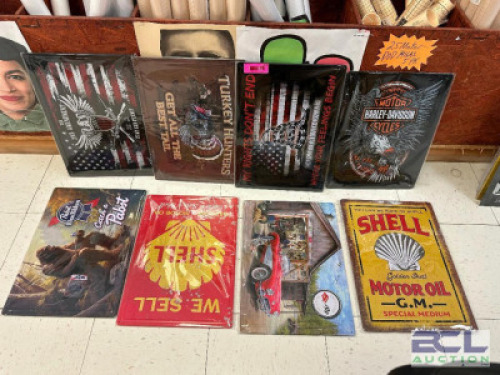 DESCRIPTION (8) ASSORTED METAL 17" X 12" METAL SIGNS THIS LOT IS: SOLD BY THE PIECE LOCATION GUN COUNTER QTY 8
