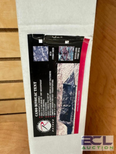 DESCRIPTION CAMO BIVOUAC TENTS ADDITIONAL INFORMATION RETAILS FOR $49 LOCATION MIDDLE FLOOR QTY 1