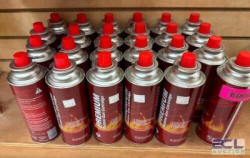 DESCRIPTION (30) PREMIUM BUTANE GAS CARTRIDGES THIS LOT IS: SOLD BY THE PIECE LOCATION MIDDLE FLOOR QTY 30