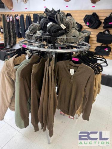 CONTENTS OF RACK - MILITARY SURPLUS CLOTHING