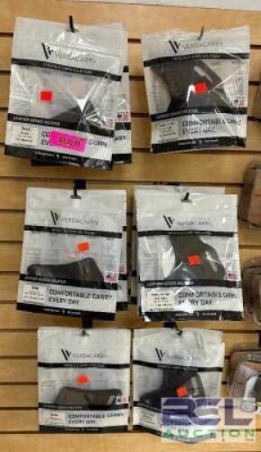 DESCRIPTION (10) ASSORTED VERSACARRY LEATHER HOLSTERS. BRAND / MODEL: VERSACARRY ADDITIONAL INFORMATION RETAILS FOR $47.99 THIS LOT IS: SOLD BY THE PI