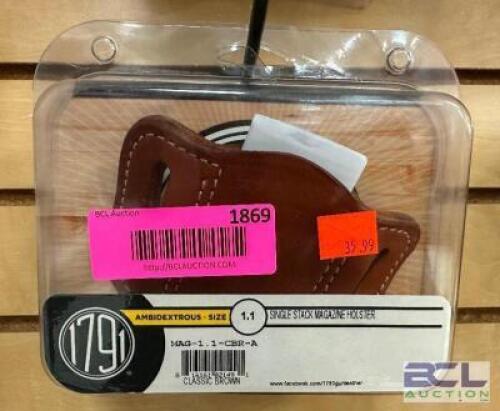 DESCRIPTION (2) 1791 AMBIDEX SIZE 1.1 SINGLE STACK MAGAZINE HOLSTER. ADDITIONAL INFORMATION RETAILS FOR $35.99 THIS LOT IS: SOLD BY THE PIECE LOCATION