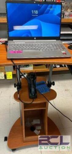 DESCRIPTION HP LAPTOP COMPUTER W/ ROLL ABOUT STAND. ADDITIONAL INFORMATION COMES WITH PASS CODE. COMPUTERS WILL BE WIPED BEFORE SALE. LOCATION GUN COU