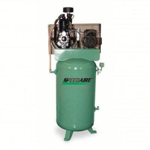 DESCRIPTION: (1) ELECTRIC AIR COMPRESSOR BRAND/MODEL: SPEEDAIRE #1WD80 INFORMATION: 5 HP, 2 STAGE, VERTICAL, 80 GAL, 17.3 CFM, 175 PSI, BASE MODEL RET