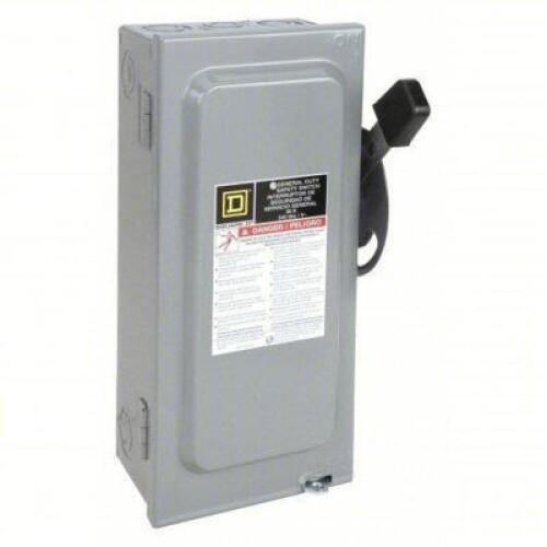 DESCRIPTION: (1) GENERAL DUTY SAFETY SWITCH BRAND/MODEL: SQUARE D #1H249 INFORMATION: FUSIBLE, 60 A, SINGLE PHASE, 240V AC, GALVANIZED STEEL, INDOOR S