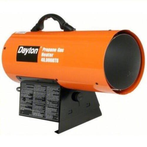 DESCRIPTION: (1) PROPANE FORCED AIR HEATER BRAND/MODEL: DAYTON #3VE55 INFORMATION: TORPEDO HEATER, 40,000 BTUH HEATING CAPACITY OUTPUT, 940 SQ FT HEAT
