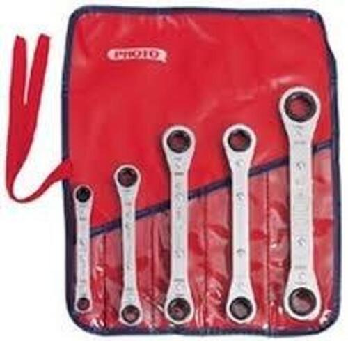 DESCRIPTION: (1) SET OF (5) RATCHETING WRENCHES BRAND/MODEL: PROTO #J1190MA INFORMATION: WITH ROLL UP CARRY CASE RETAIL$: $88.69 EA QTY: 1