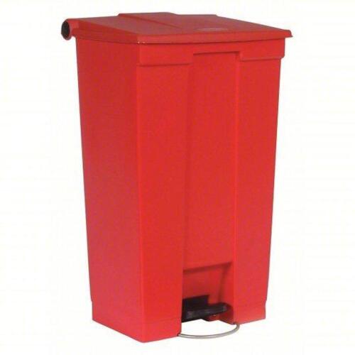 DESCRIPTION: (1) STEP-ON TRASH CONTAINER BRAND/MODEL: RUBBERMAID #3U653 INFORMATION: RED, PLASTIC, 23 GAL CAPACITY SIZE: 16-1/2" X 32-1/2" X 19-3/4" R