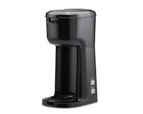 DESCRIPTION: (1) SINGLE SERVE COFFEE MAKER BRAND/MODEL: MAINSTAYS INFORMATION: BLACK RETAIL$: $24.97 EA QTY: 1