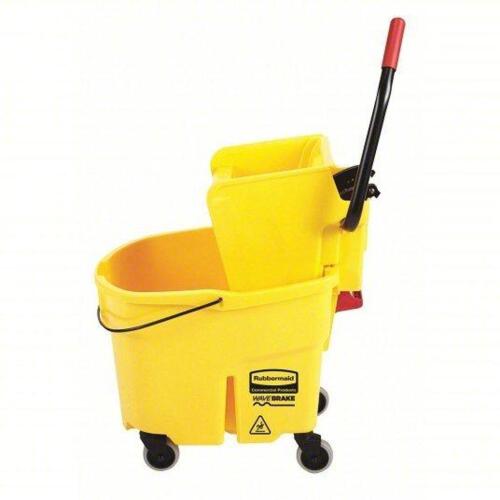 DESCRIPTION: (1) MOP BUCKET AND WRINGER BRAND/MODEL: RUBBERMAID #5NY79 INFORMATION: YELLOW SIZE: SIDE PRESS, 8 3/4 GAL CAPACITY, PLASTIC, OVAL RETAIL$