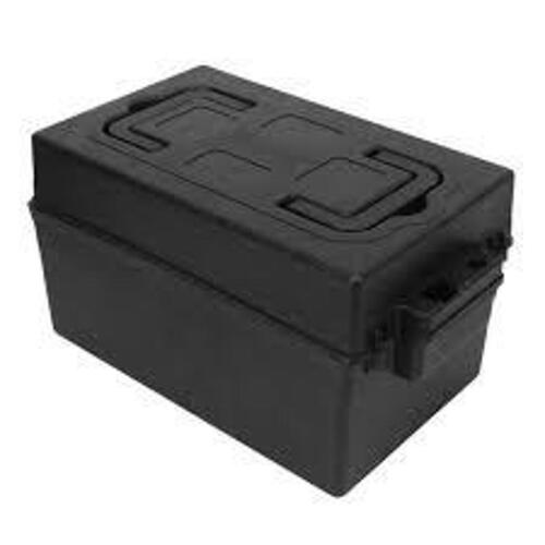 DESCRIPTION: (1) WEATHERPROOF BATTERY BOX INFORMATION: BLACK, PLASTIC RETAIL$: $14.08 EA QTY: 1