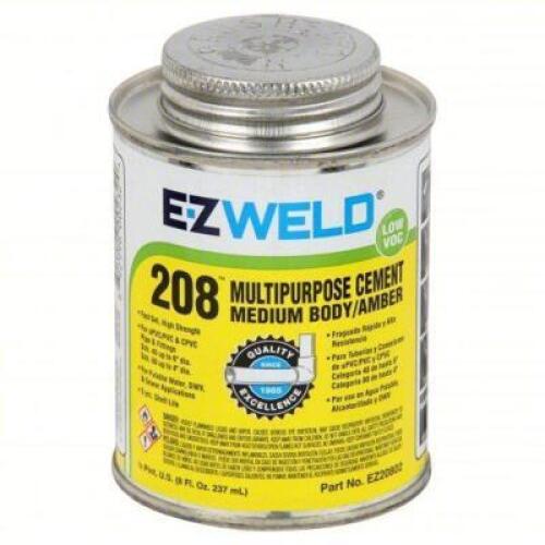 DESCRIPTION: (8) PIPE CEMENT BRAND/MODEL: EZ WELD 208 SIZE: 8 OZ RETAIL$: 38.8 QTY: 8