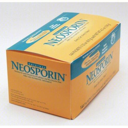 DESCRIPTION: (1) BOX OF (144) TOPICAL ANTIBIOTIC OINTMENT BRAND/MODEL: NEOSPORIN 14N928 SIZE: 0.9G RETAIL$: 85.74 QTY: 1