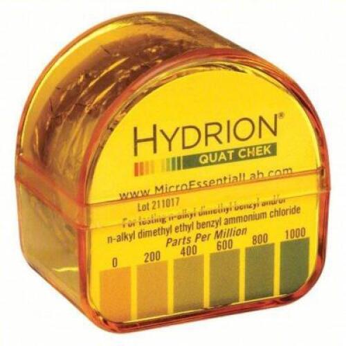 DESCRIPTION: (10) QUATERNARY AMMONIUM TEST STRIOS BRAND/MODEL: HYDRION QKR-1000 SIZE: 2000 RETAIL$: 384.98 QTY: 10